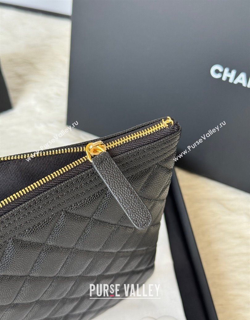 Chanel Grained Calfskin Leboy 2.55 Large Pouch Black/Gold 2025 9847 (yezi-251010157)