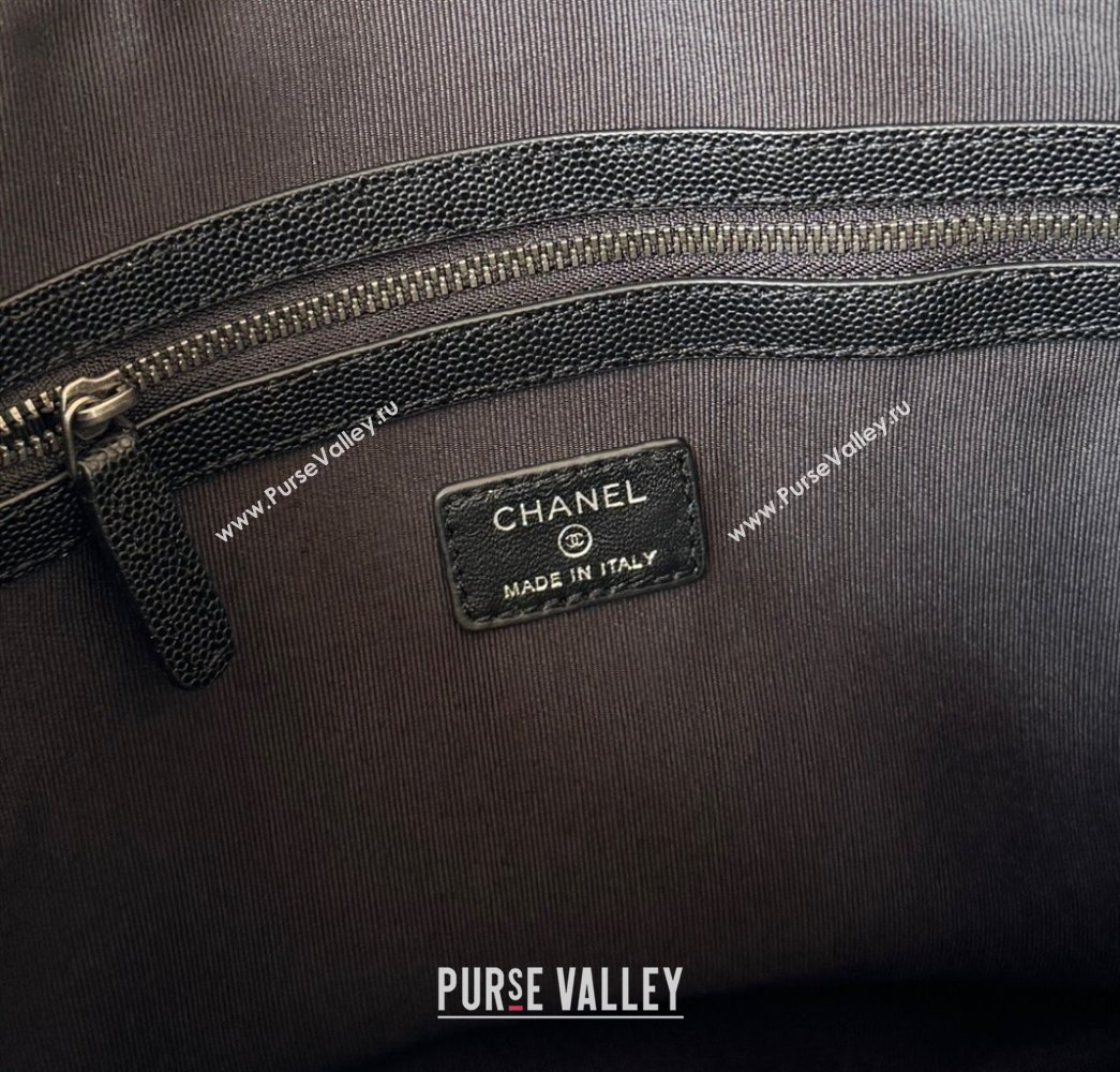 Chanel Grained Calfskin Leboy 2.55 Large Pouch Black/Silver 2025 9847 (yezi-251010158)