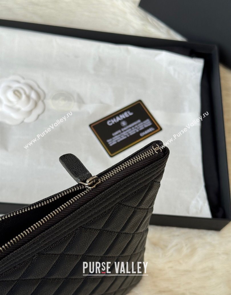 Chanel Grained Calfskin Leboy 2.55 Large Pouch Black/Silver 2025 9847 (yezi-251010158)