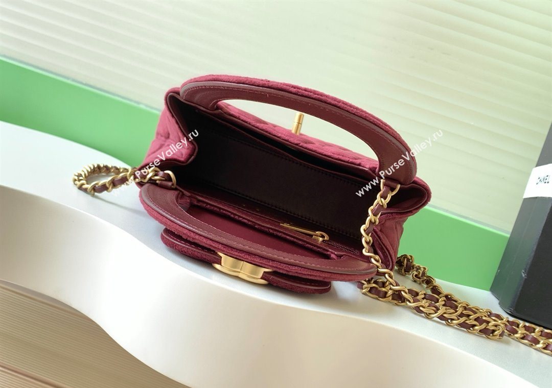 Chanel Velvet Mini Kelly Shopping Bag AS4416 Dark Red 2025 1010 (yezi-251010109)