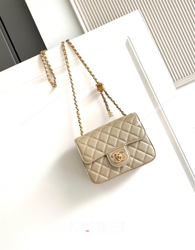 Chanel Grained Calfskin Square Mini Flap Bag with CC Chain AS5758 Gold 2025 (yezi-251010159)