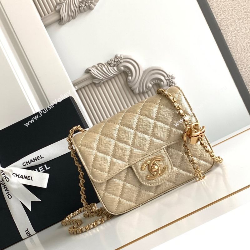 Chanel Grained Calfskin Square Mini Flap Bag with CC Chain AS5758 Gold 2025 (yezi-251010159)