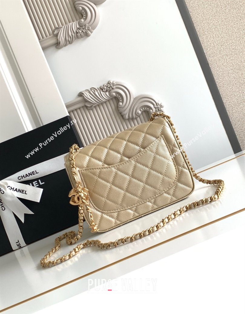 Chanel Grained Calfskin Square Mini Flap Bag with CC Chain AS5758 Gold 2025 (yezi-251010159)