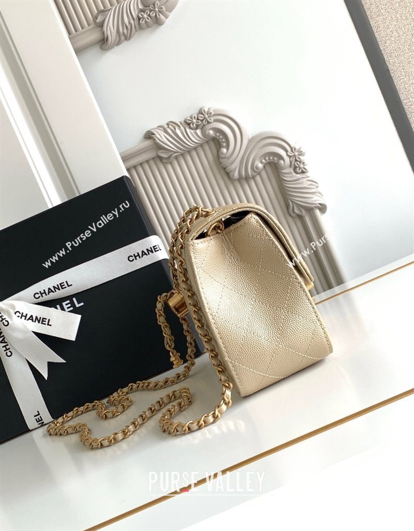Chanel Grained Calfskin Square Mini Flap Bag with CC Chain AS5758 Gold 2025 (yezi-251010159)