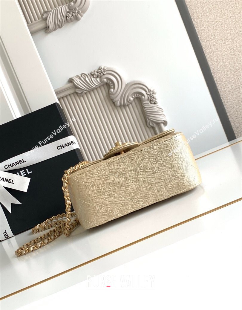 Chanel Grained Calfskin Square Mini Flap Bag with CC Chain AS5758 Gold 2025 (yezi-251010159)