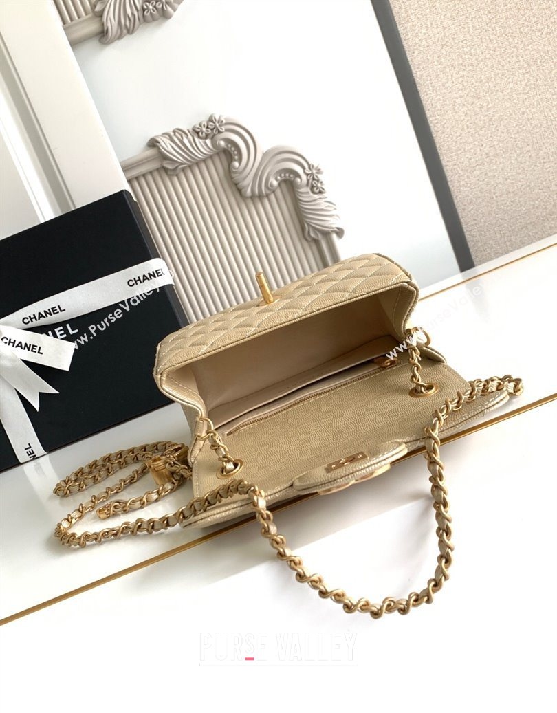 Chanel Grained Calfskin Square Mini Flap Bag with CC Chain AS5758 Gold 2025 (yezi-251010159)