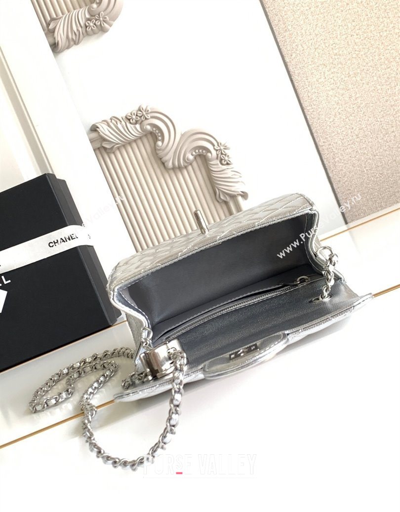 Chanel Grained Calfskin Square Mini Flap Bag with CC Chain AS5758 Silver 2025 (yezi-251010160)