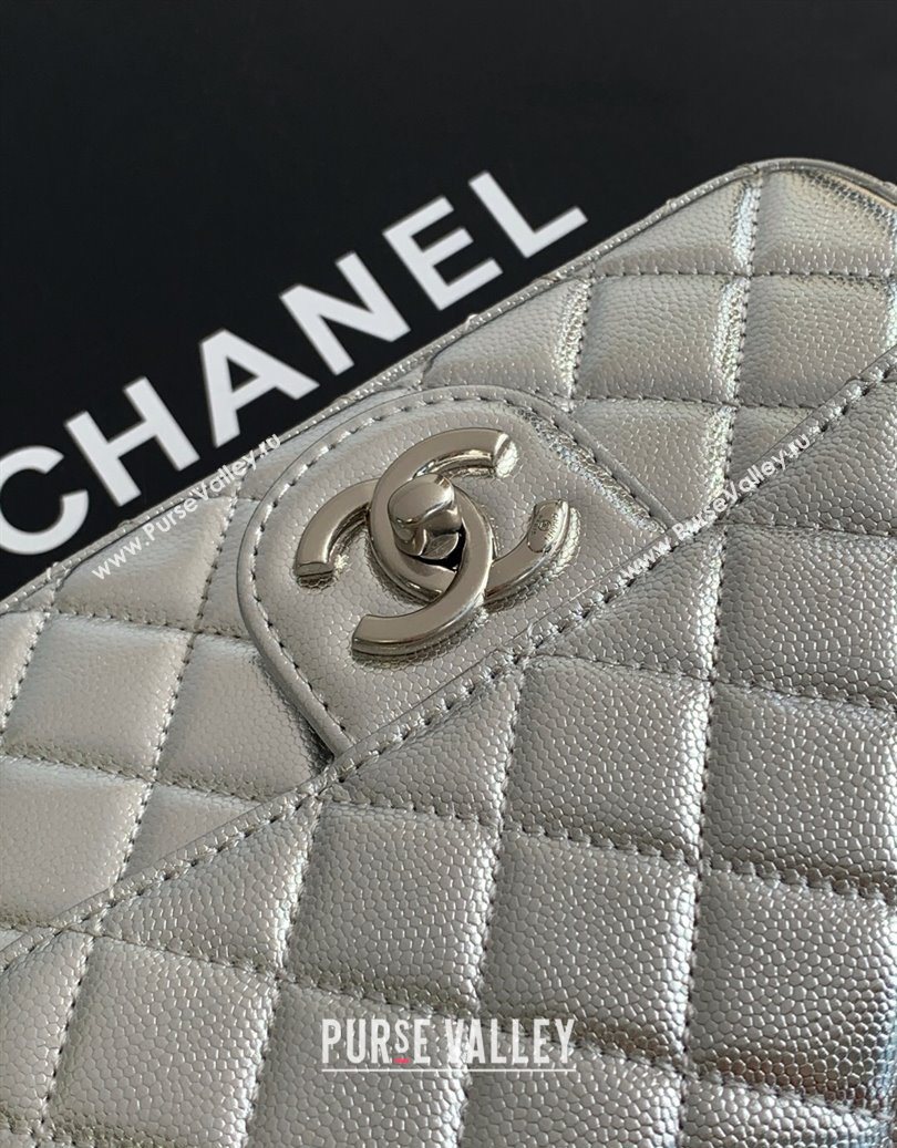 Chanel Grained Calfskin Square Mini Flap Bag with CC Chain AS5758 Silver 2025 (yezi-251010160)