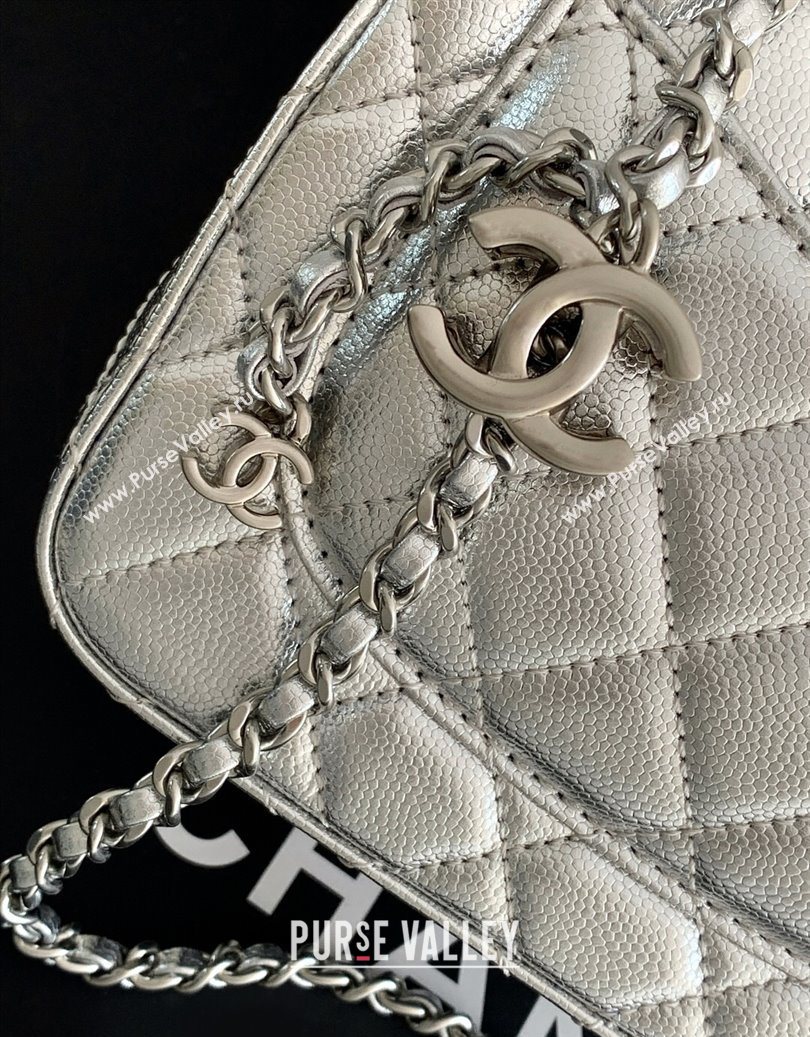 Chanel Grained Calfskin Square Mini Flap Bag with CC Chain AS5758 Silver 2025 (yezi-251010160)