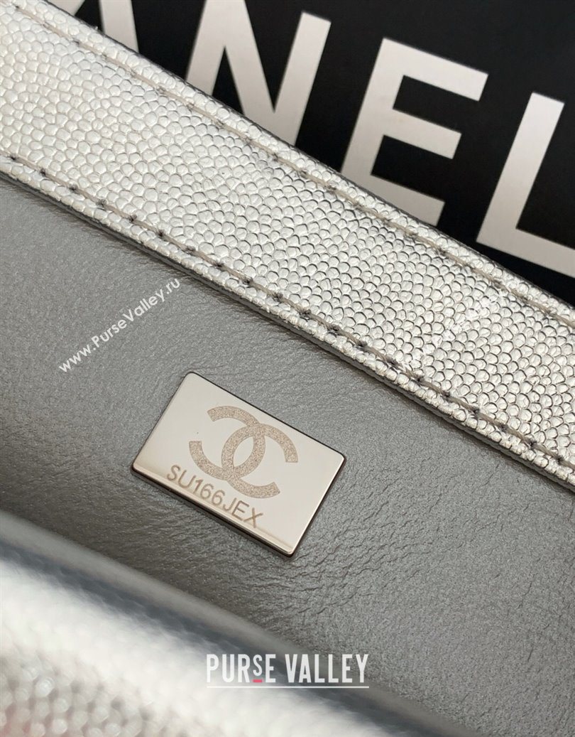 Chanel Grained Calfskin Square Mini Flap Bag with CC Chain AS5758 Silver 2025 (yezi-251010160)