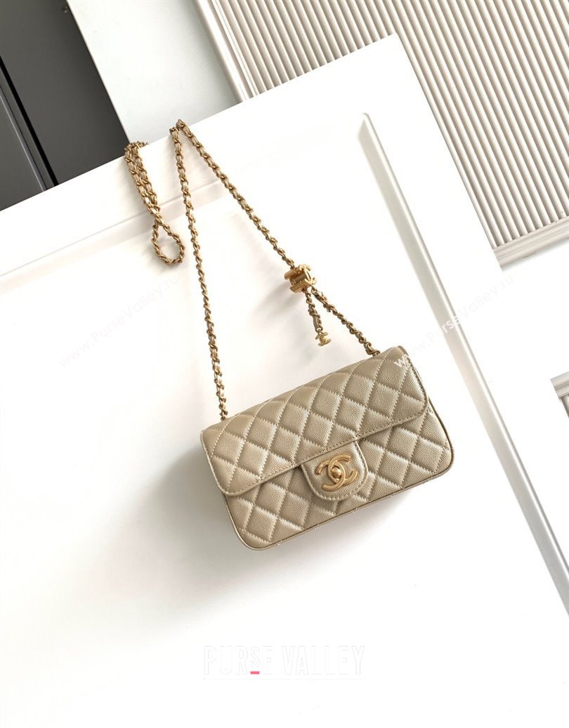 Chanel Grained Calfskin Mini Flap Bag with CC Chain AS5759 Gold 2025 (yezi-251010166)