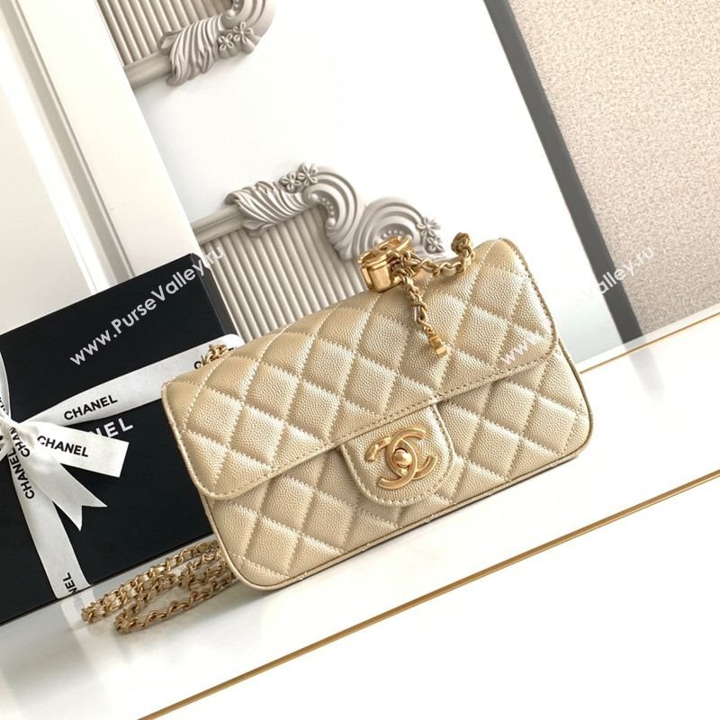 Chanel Grained Calfskin Mini Flap Bag with CC Chain AS5759 Gold 2025 (yezi-251010166)