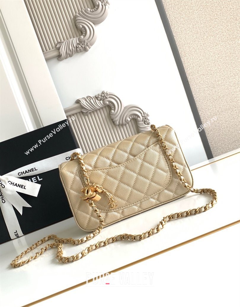 Chanel Grained Calfskin Mini Flap Bag with CC Chain AS5759 Gold 2025 (yezi-251010166)