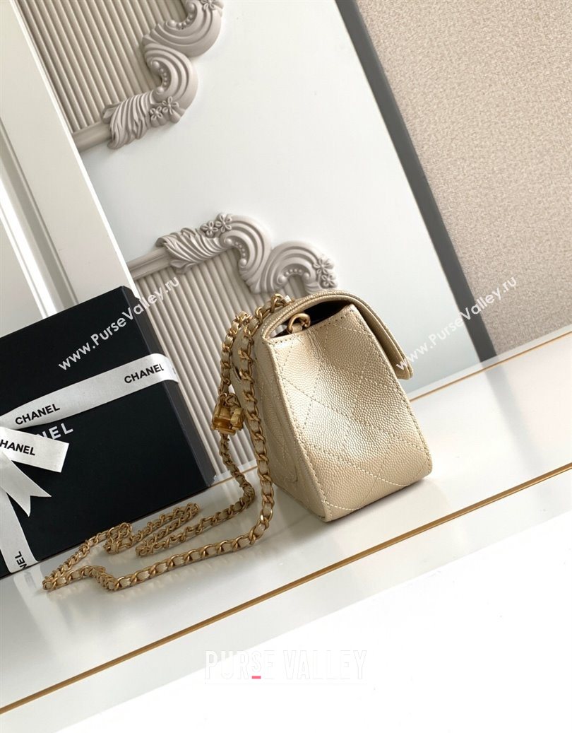 Chanel Grained Calfskin Mini Flap Bag with CC Chain AS5759 Gold 2025 (yezi-251010166)