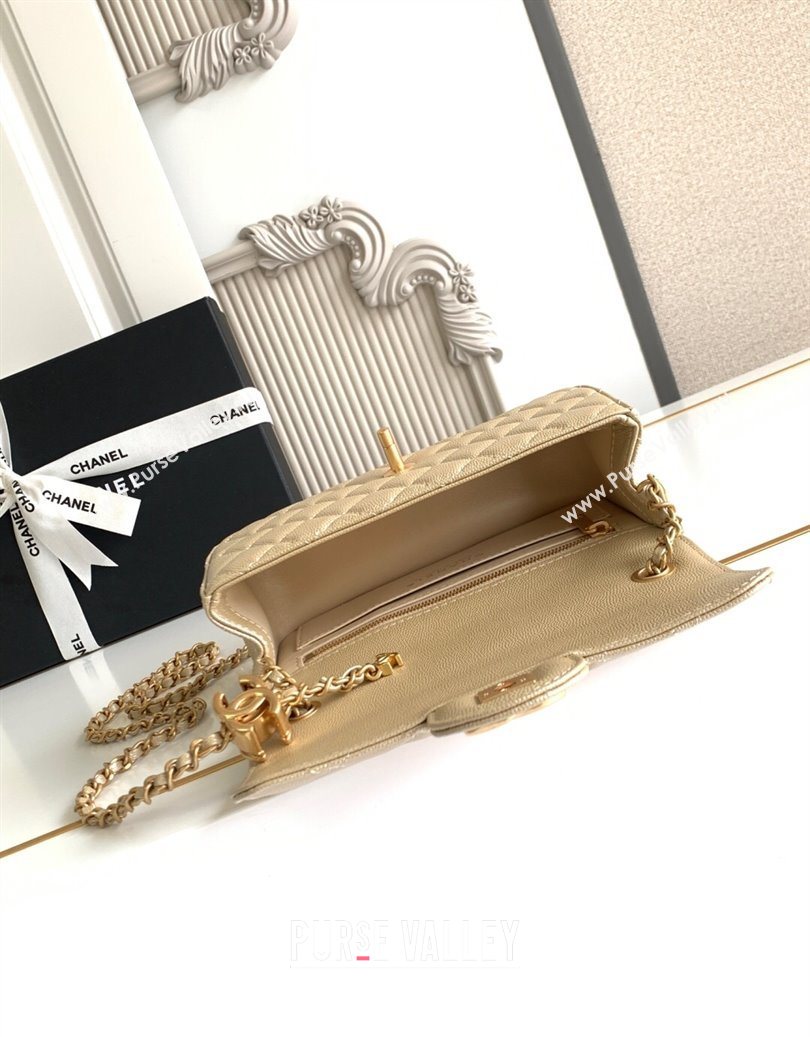 Chanel Grained Calfskin Mini Flap Bag with CC Chain AS5759 Gold 2025 (yezi-251010166)