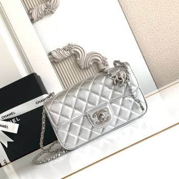 Chanel Grained Calfskin Mini Flap Bag with CC Chain AS5759 Silver 2025 (yezi-251010167)