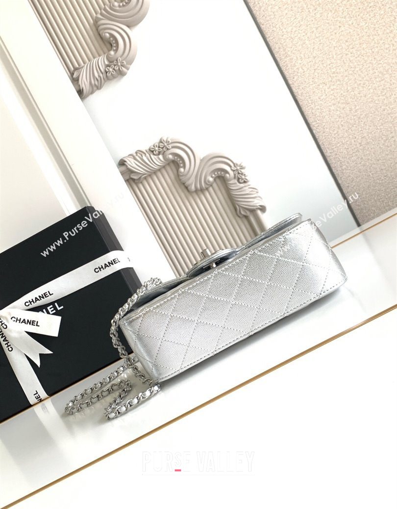 Chanel Grained Calfskin Mini Flap Bag with CC Chain AS5759 Silver 2025 (yezi-251010167)