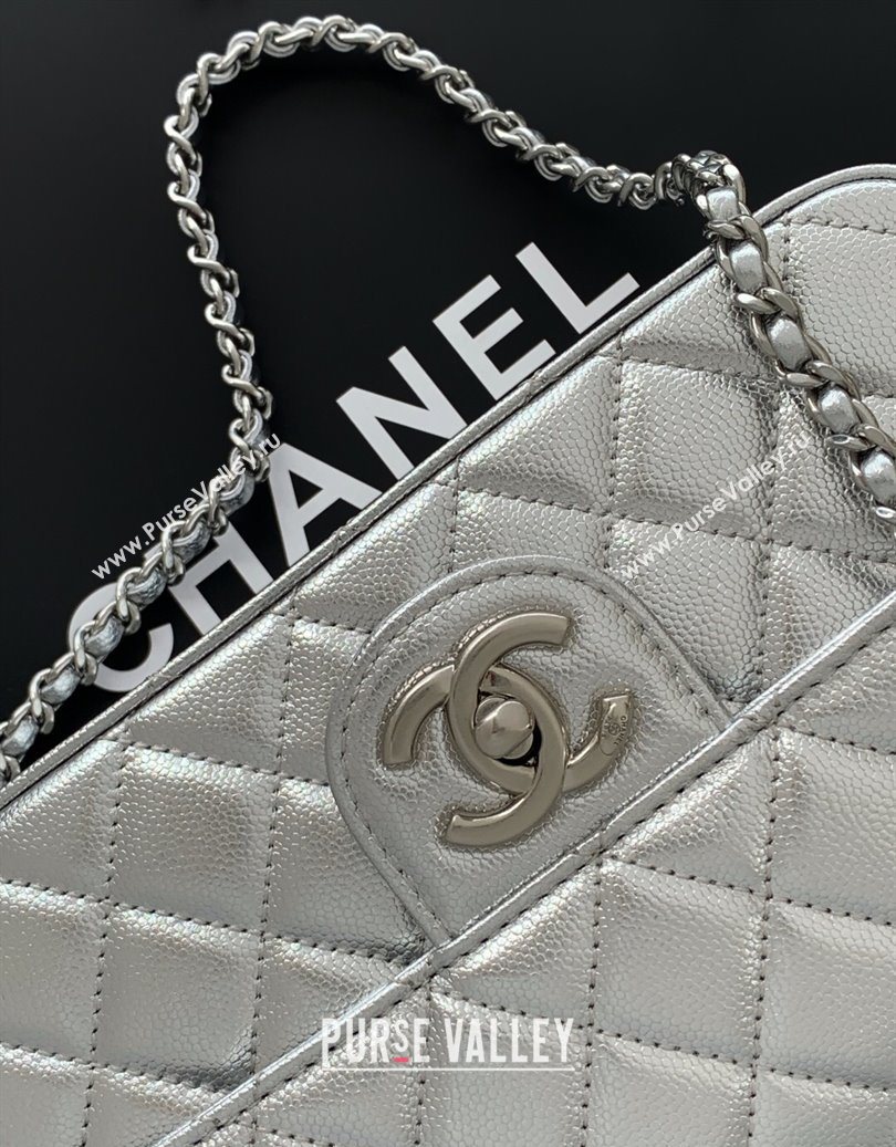 Chanel Grained Calfskin Mini Flap Bag with CC Chain AS5759 Silver 2025 (yezi-251010167)