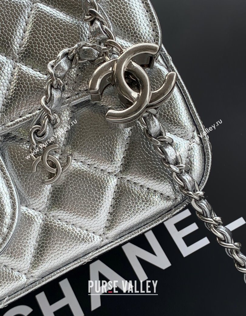 Chanel Grained Calfskin Mini Flap Bag with CC Chain AS5759 Silver 2025 (yezi-251010167)