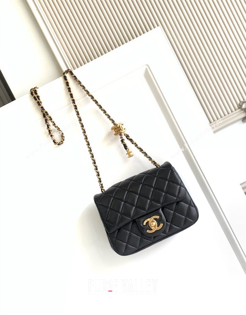 Chanel Shiny Lambskin Square Mini Flap Bag with CC Chain AS5758 Black 2025 (yezi-251010161)