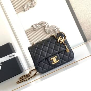 Chanel Shiny Lambskin Square Mini Flap Bag with CC Chain AS5758 Black 2025 (yezi-251010161)