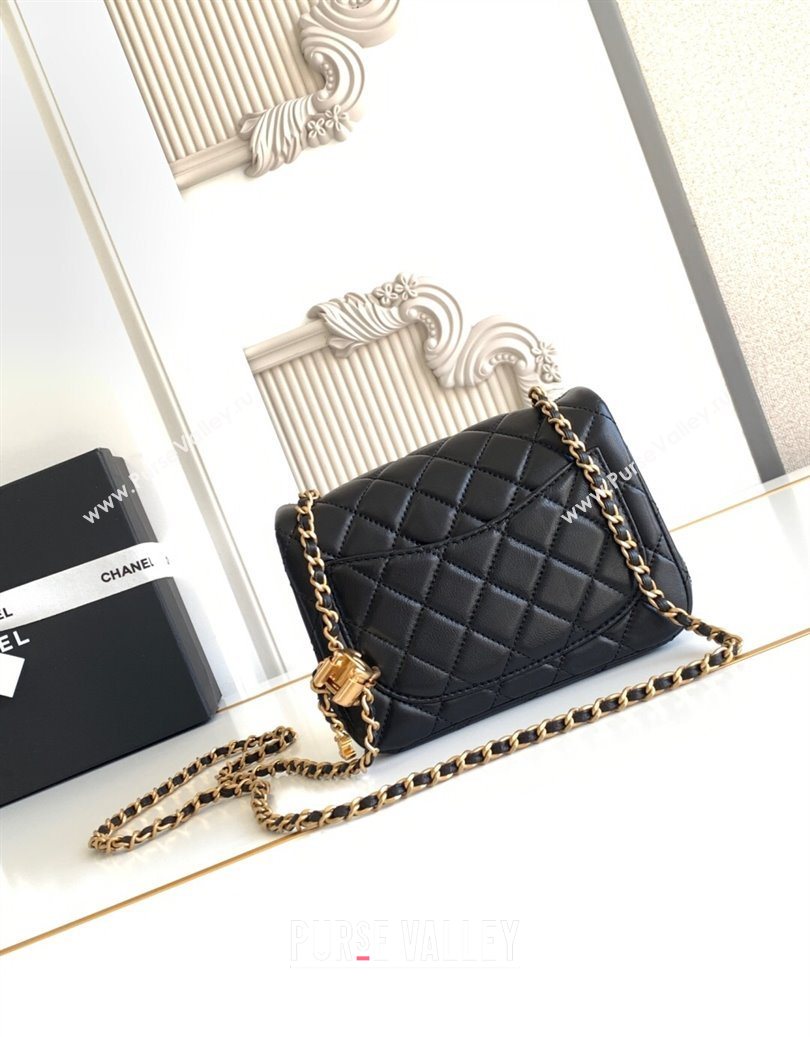 Chanel Shiny Lambskin Square Mini Flap Bag with CC Chain AS5758 Black 2025 (yezi-251010161)