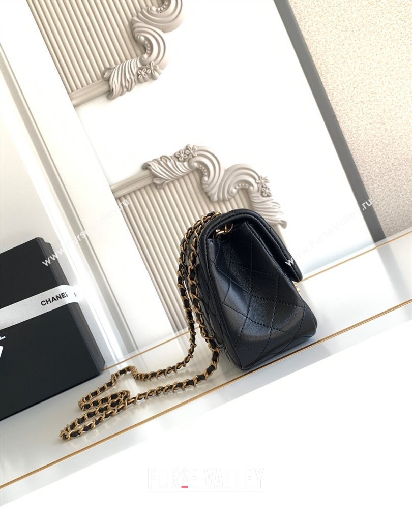 Chanel Shiny Lambskin Square Mini Flap Bag with CC Chain AS5758 Black 2025 (yezi-251010161)