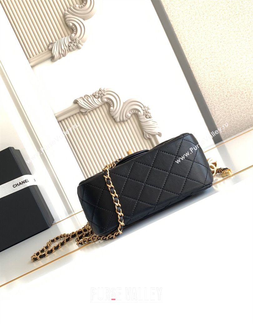 Chanel Shiny Lambskin Square Mini Flap Bag with CC Chain AS5758 Black 2025 (yezi-251010161)
