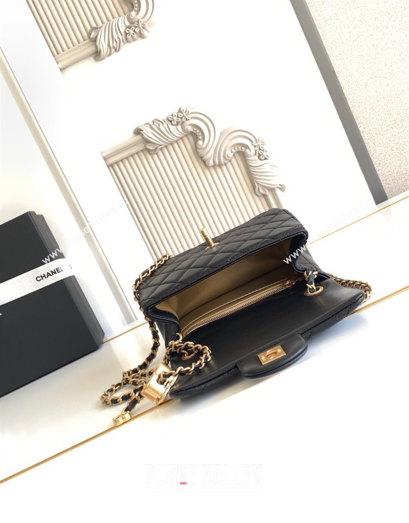 Chanel Shiny Lambskin Square Mini Flap Bag with CC Chain AS5758 Black 2025 (yezi-251010161)