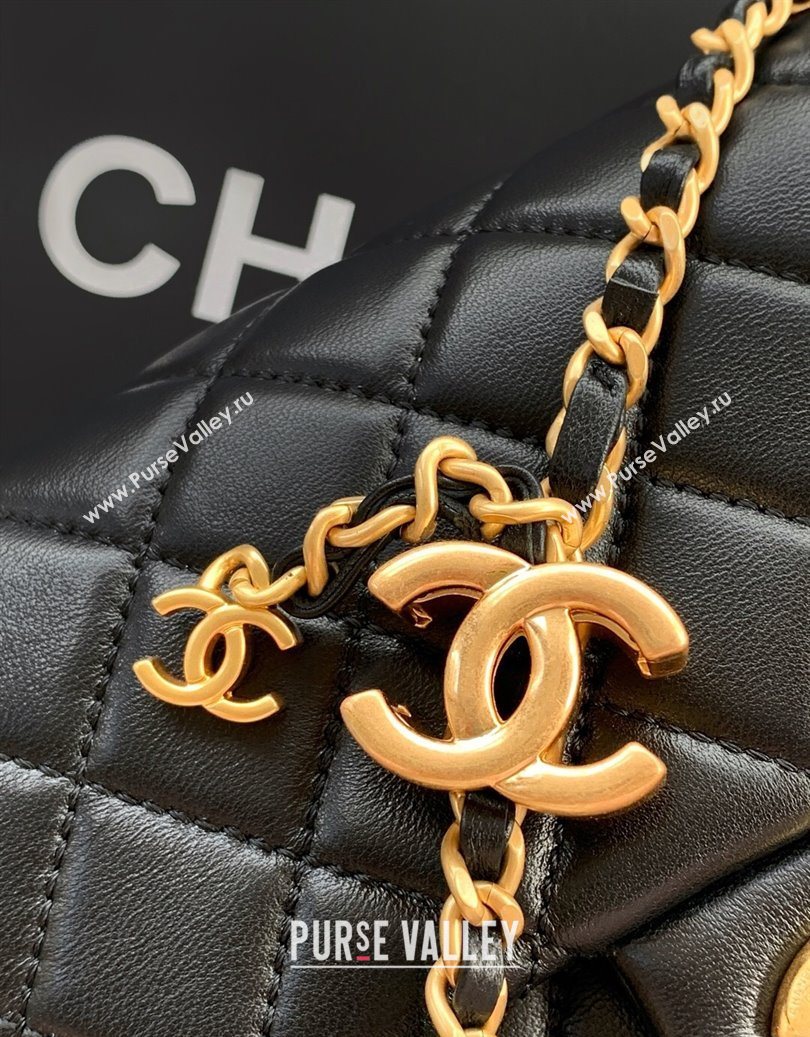 Chanel Shiny Lambskin Square Mini Flap Bag with CC Chain AS5758 Black 2025 (yezi-251010161)