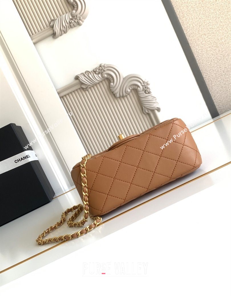 Chanel Shiny Lambskin Square Mini Flap Bag with CC Chain AS5758 Brown 2025 (yezi-251010162)