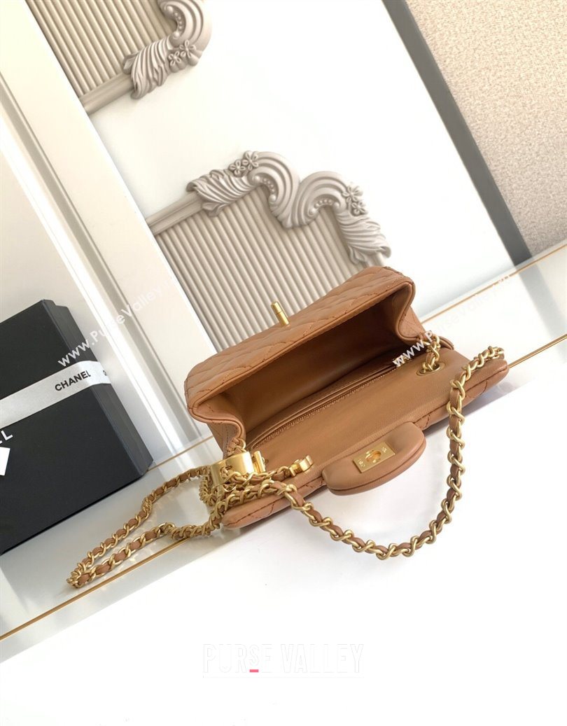 Chanel Shiny Lambskin Square Mini Flap Bag with CC Chain AS5758 Brown 2025 (yezi-251010162)