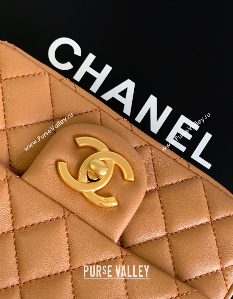Chanel Shiny Lambskin Square Mini Flap Bag with CC Chain AS5758 Brown 2025 (yezi-251010162)