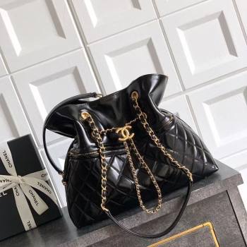 Chanel Waxy Leather Shopping Bag Black/Gold 2025 1010 (yezi-251010113)