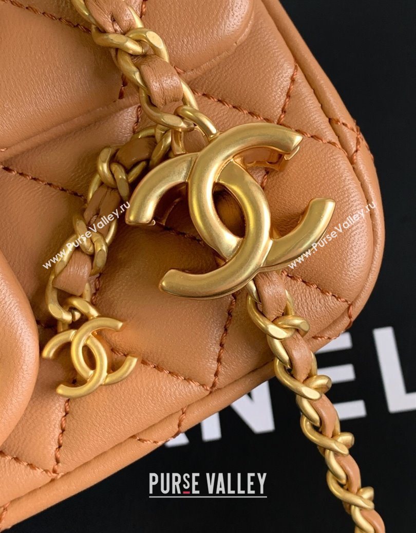 Chanel Shiny Lambskin Square Mini Flap Bag with CC Chain AS5758 Brown 2025 (yezi-251010162)