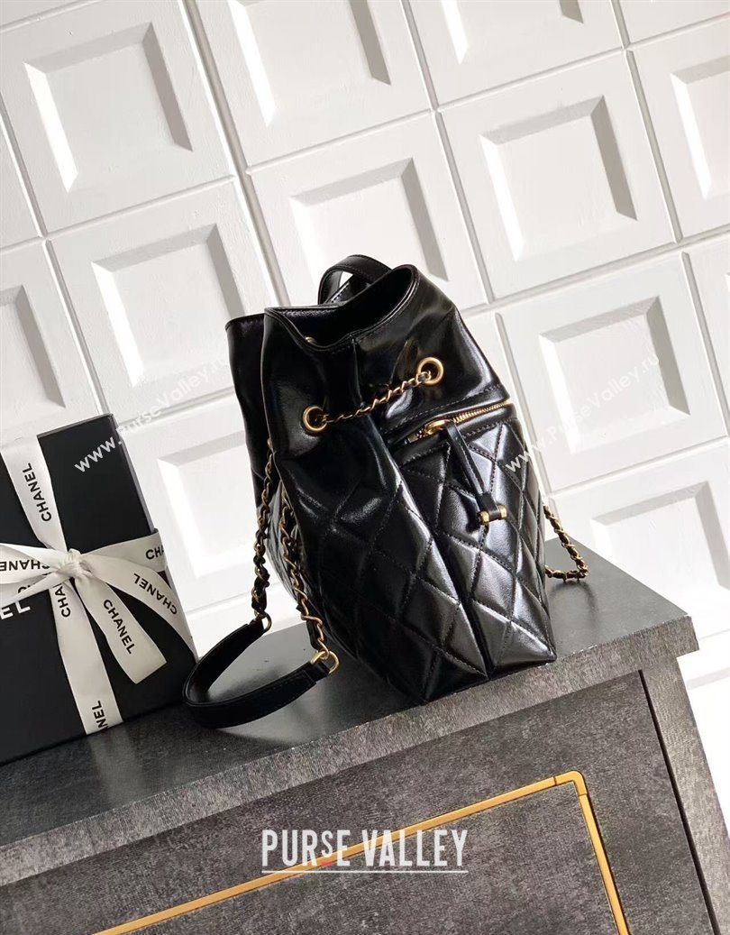 Chanel Waxy Leather Shopping Bag Black/Gold 2025 1010 (yezi-251010113)