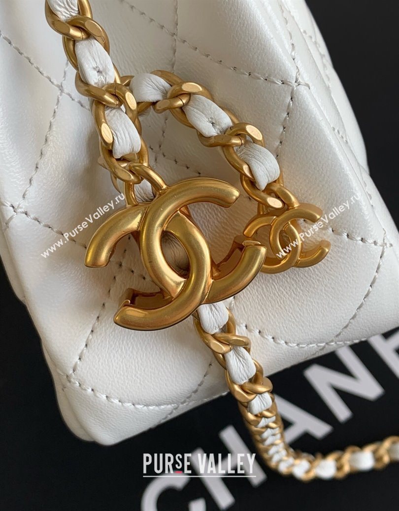 Chanel Shiny Lambskin Square Mini Flap Bag with CC Chain AS5758 White 2025 (yezi-251010163)