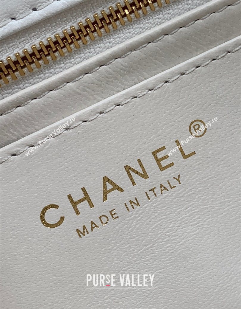 Chanel Shiny Lambskin Square Mini Flap Bag with CC Chain AS5758 White 2025 (yezi-251010163)