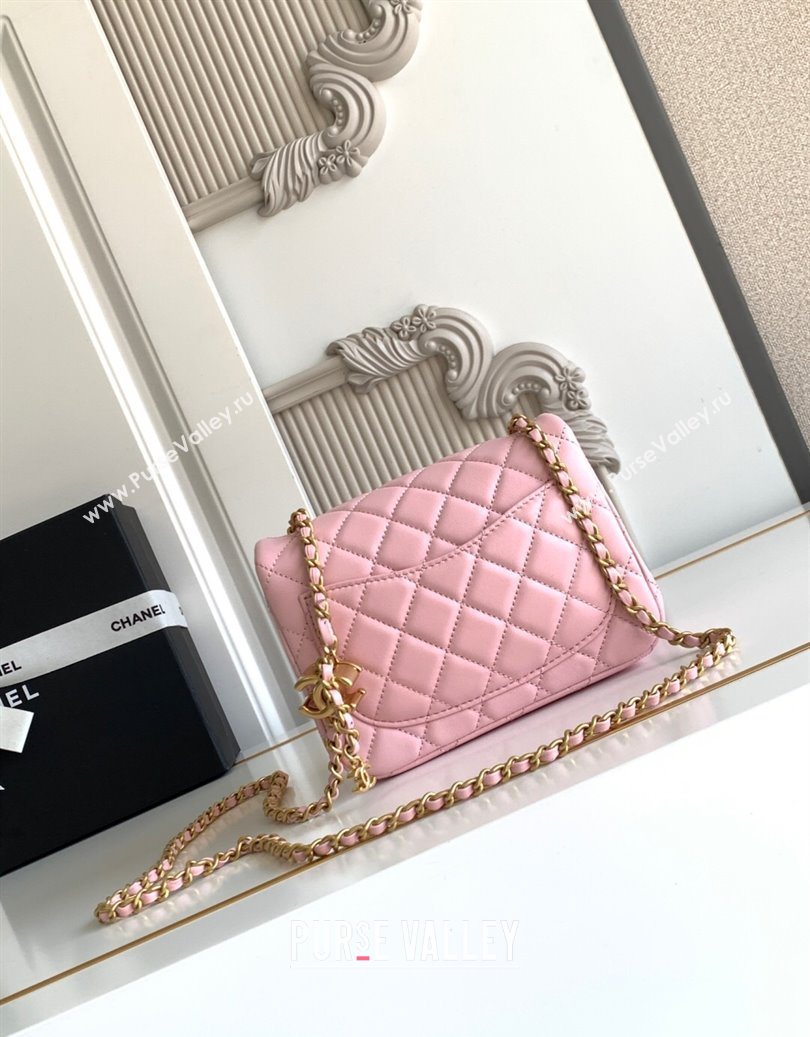 Chanel Shiny Lambskin Square Mini Flap Bag with CC Chain AS5758 Pink 2025 (yezi-251010164)