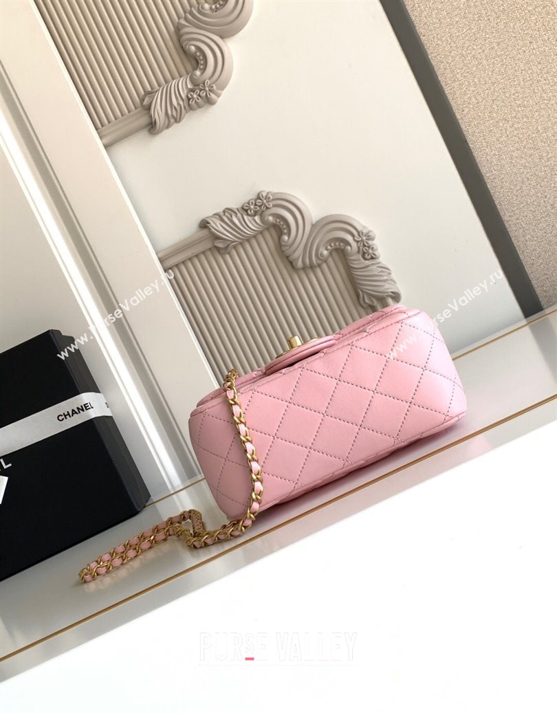 Chanel Shiny Lambskin Square Mini Flap Bag with CC Chain AS5758 Pink 2025 (yezi-251010164)