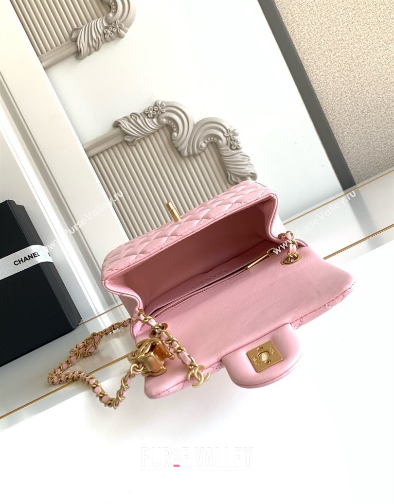 Chanel Shiny Lambskin Square Mini Flap Bag with CC Chain AS5758 Pink 2025 (yezi-251010164)