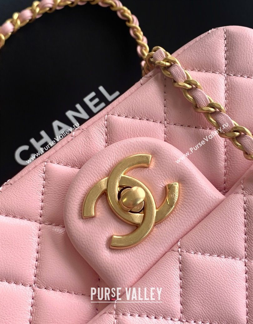 Chanel Shiny Lambskin Square Mini Flap Bag with CC Chain AS5758 Pink 2025 (yezi-251010164)