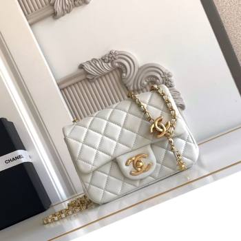 Chanel Shiny Lambskin Square Mini Flap Bag with CC Chain AS5758 Light Grey 2025 (yezi-251010165)