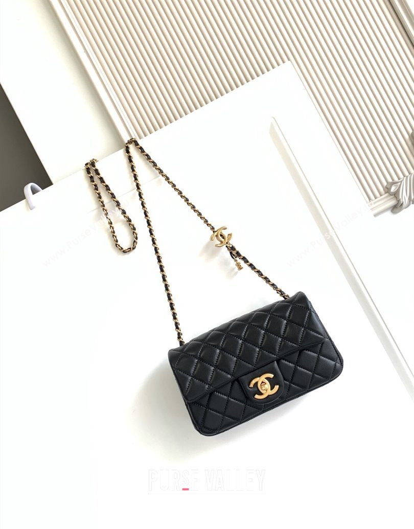Chanel Shiny Lambskin Mini Flap Bag with CC Chain AS5759 Black 2025 (yezi-251010168)