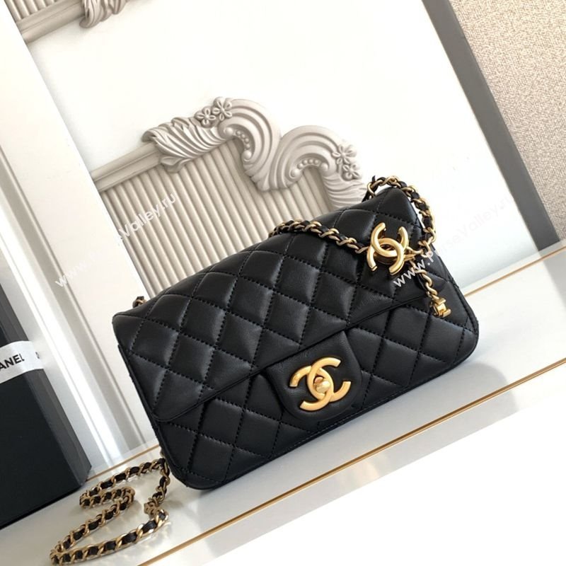 Chanel Shiny Lambskin Mini Flap Bag with CC Chain AS5759 Black 2025 (yezi-251010168)