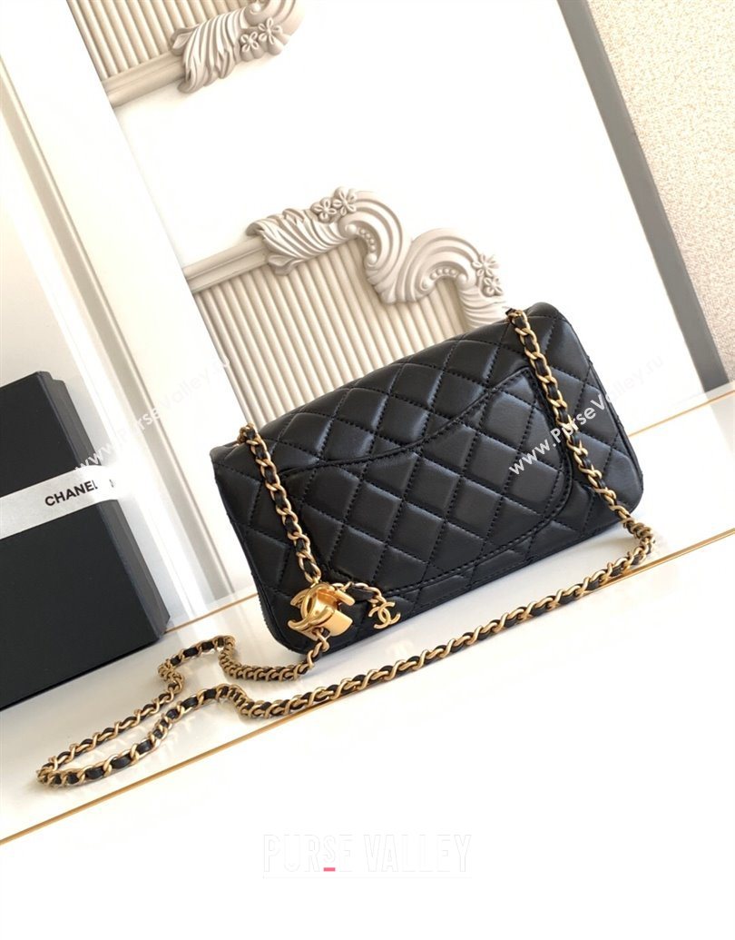 Chanel Shiny Lambskin Mini Flap Bag with CC Chain AS5759 Black 2025 (yezi-251010168)