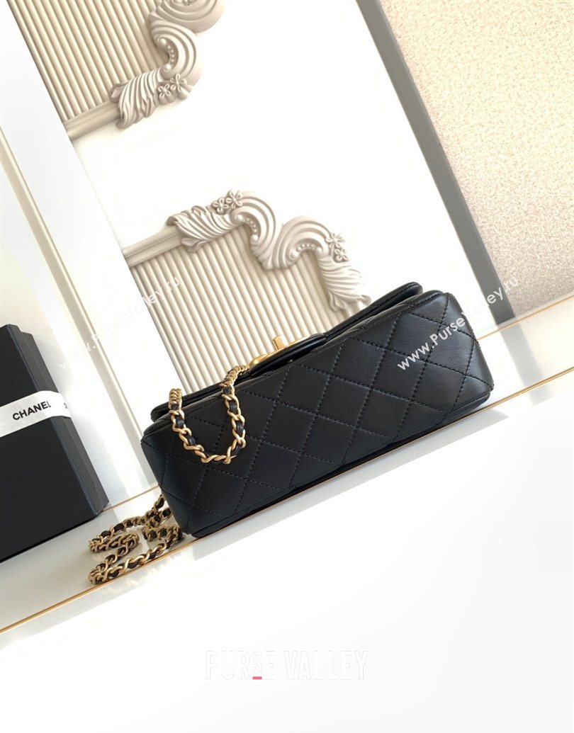 Chanel Shiny Lambskin Mini Flap Bag with CC Chain AS5759 Black 2025 (yezi-251010168)