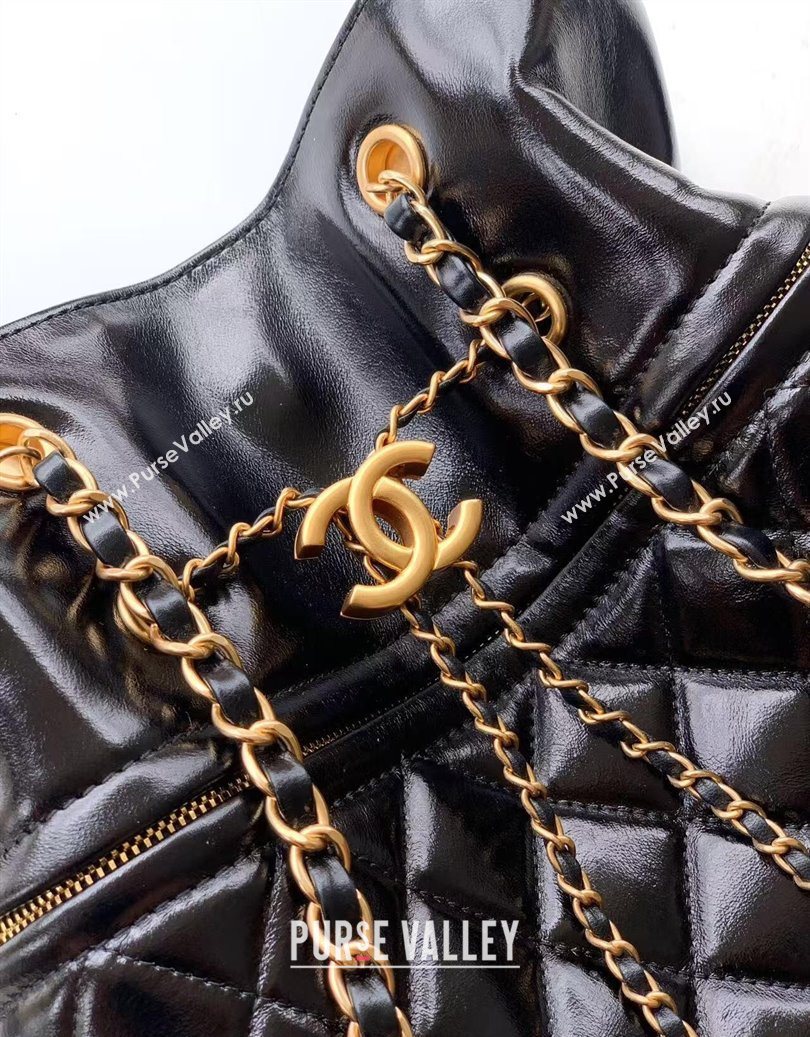 Chanel Waxy Leather Shopping Bag Black/Gold 2025 1010 (yezi-251010113)