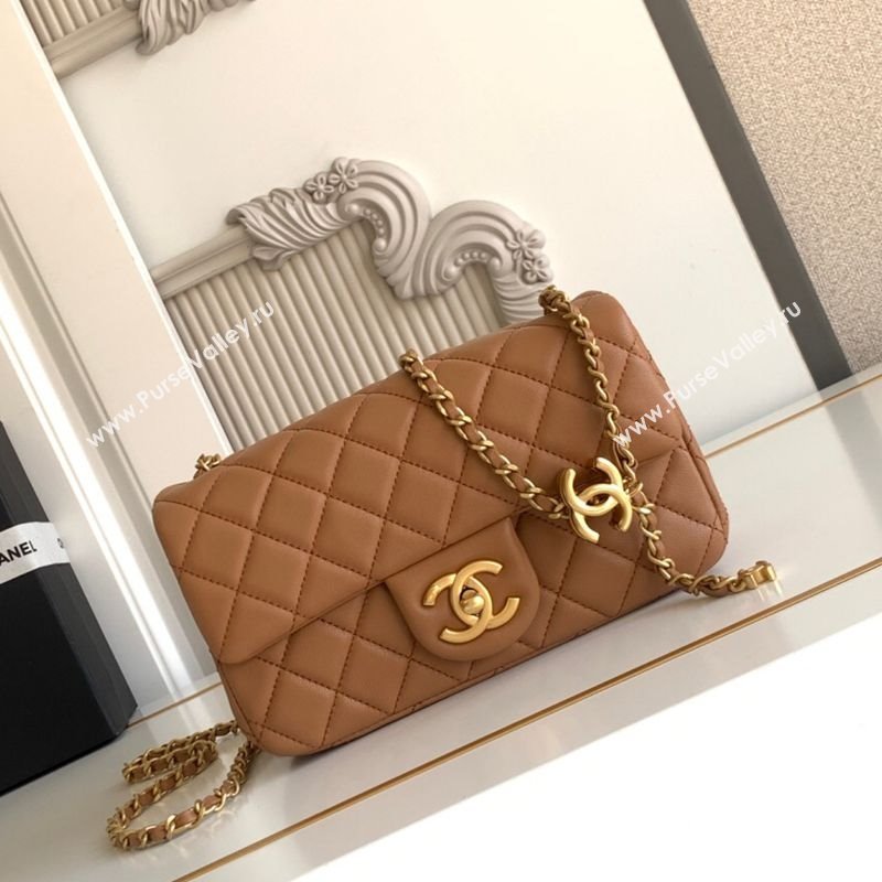 Chanel Shiny Lambskin Mini Flap Bag with CC Chain AS5759 Brown 2025 (yezi-251010169)