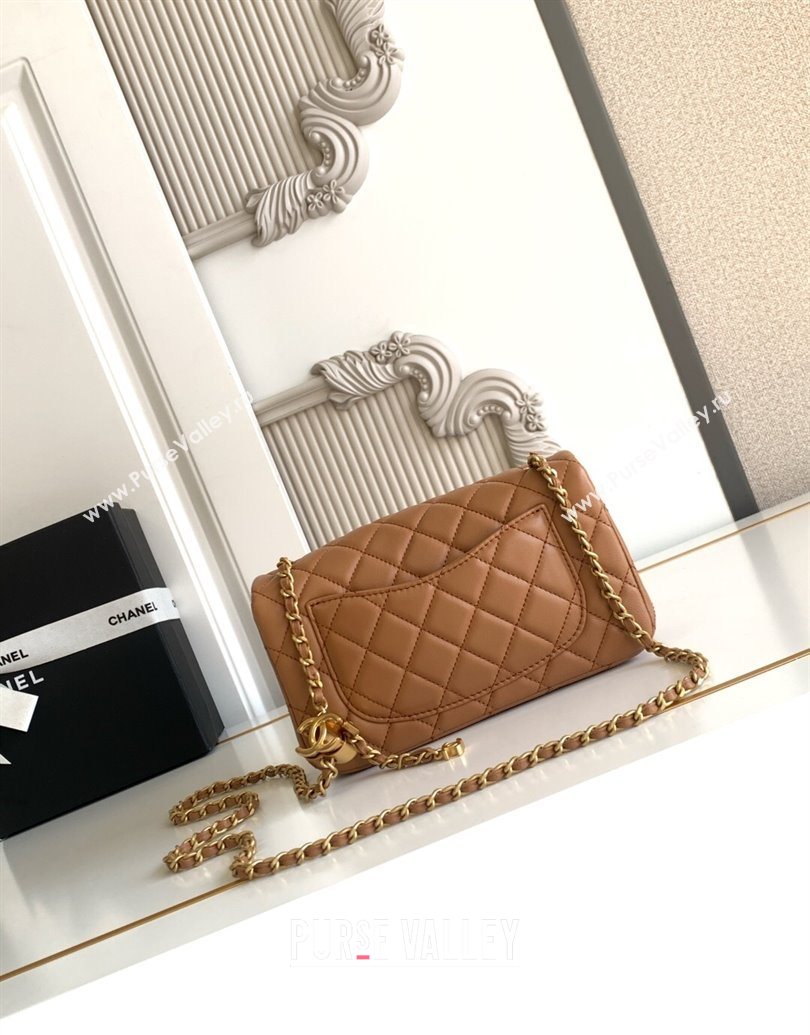 Chanel Shiny Lambskin Mini Flap Bag with CC Chain AS5759 Brown 2025 (yezi-251010169)